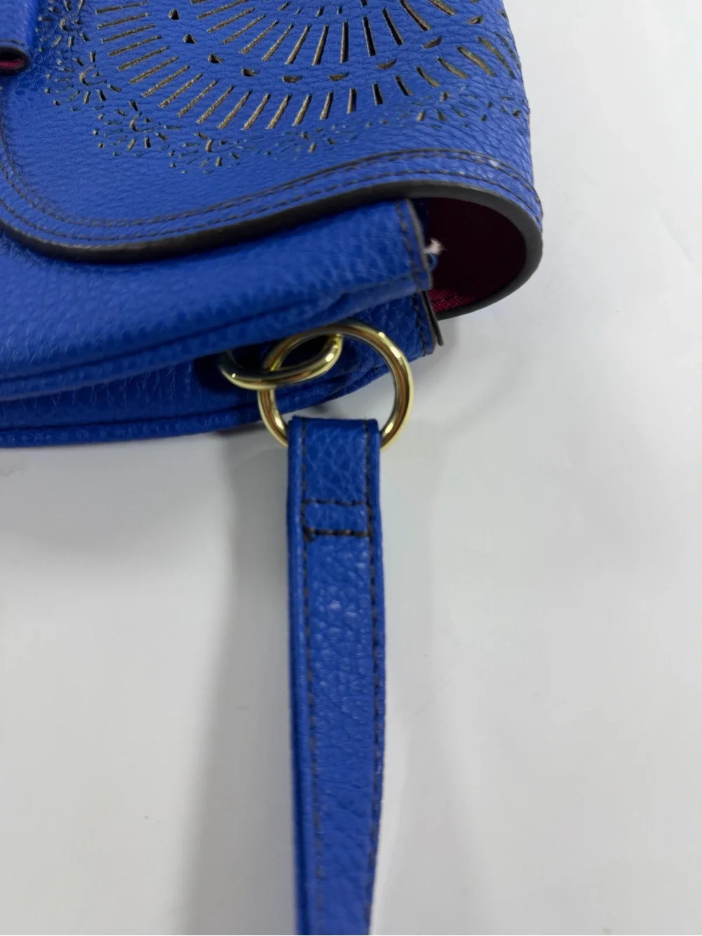 Liz Claiborne Royal Blue Laser-Cut Saddle Crossbody‎